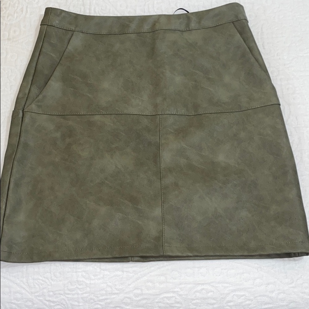 Green leather skirt
